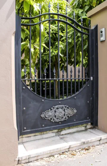 Wrought Iron Pedestrian Gate With Intercom